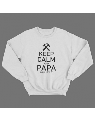 Cвитшот в подарок для папы с принтом "Keep calm and papa will fix it"